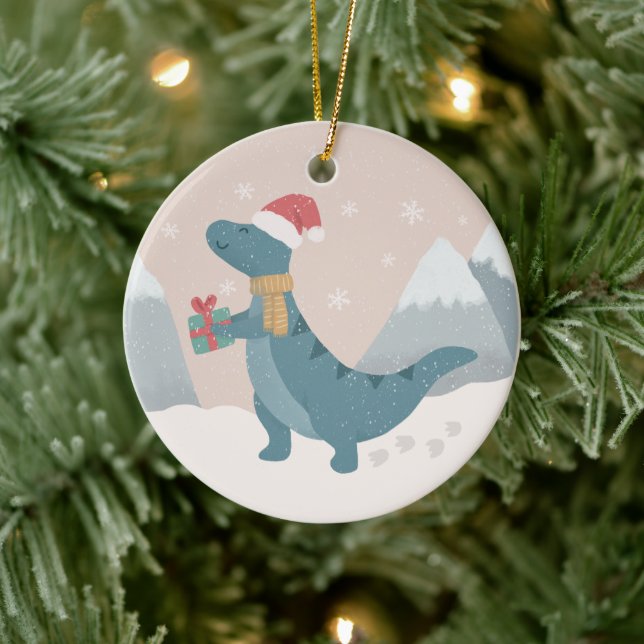 Ornamento De Cerâmica Primeiro Dinossauro de Natal (Árvore)