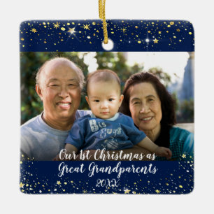 Ornamento De Cerâmica Primeiro Excelente de Natal Avós 2 Estrelas de Fo