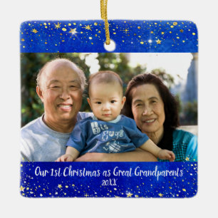 Ornamento De Cerâmica Primeiro Excelente de Natal Avós 2 Estrelas de Fo