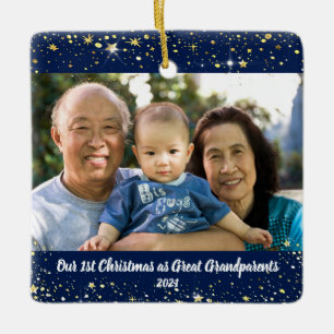 Ornamento De Cerâmica Primeiro Excelente de Natal Avós 2 Fotografias Est