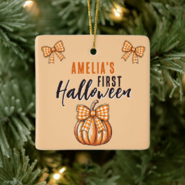 Ornamento De Cerâmica Primeiro Halloween do Bebê Arco de Abóbora