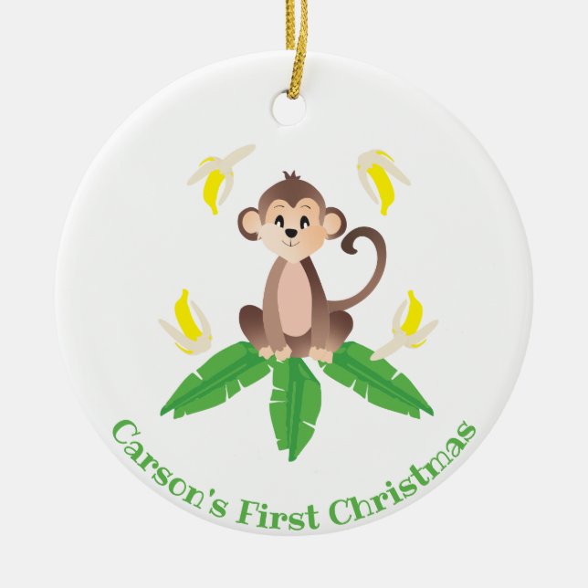 Ornamento De Cerâmica Primeiro Macaco da Selva de Natal (Frente)