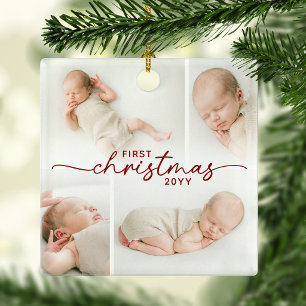 Ornamento De Cerâmica Primeiro Natal 5 Foto Natal Personalizado