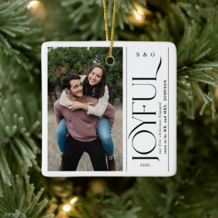 Ornamento De Cerâmica Primeiro Natal Alegre Casais Engajados Foto