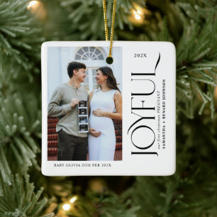 Ornamento De Cerâmica Primeiro Natal Alegre Casal Grávido Foto