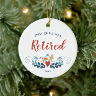 Ornamento De Cerâmica Primeiro Natal Aposentado Festivo Personalizado