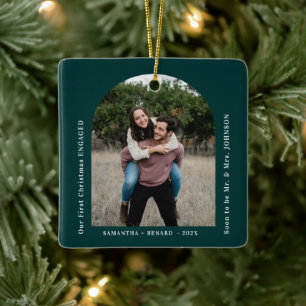 Ornamento De Cerâmica Primeiro Natal Arco de Foto de Casais Noivos