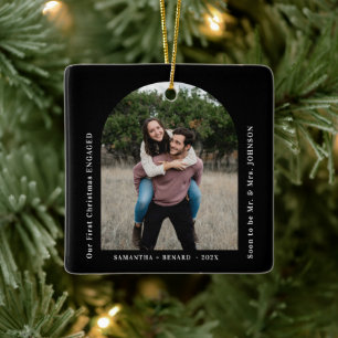 Ornamento De Cerâmica Primeiro Natal Arco de Foto de Casais Noivos