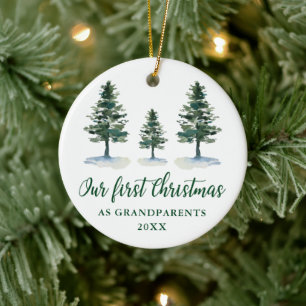 Ornamento De Cerâmica Primeiro Natal Avós da Caligrafia