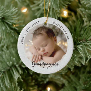 Ornamento De Cerâmica Primeiro Natal Avós Moderno Script Foto
