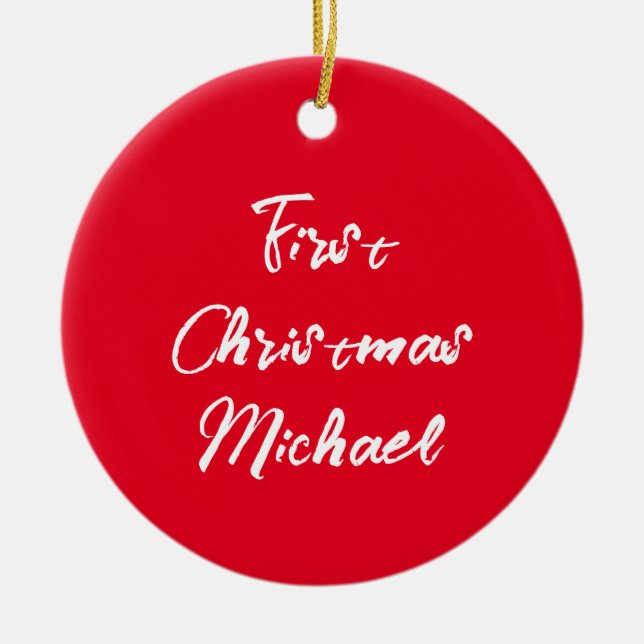 Ornamento De Cerâmica Primeiro Natal Bebê Sua Própria Fotografia (Frente)