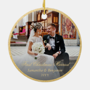 Ornamento De Cerâmica Primeiro Natal Casado com Natal Católico