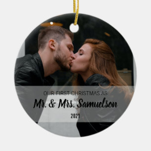 Ornamento De Cerâmica Primeiro Natal Casado como Sr. & Sra. FOTO
