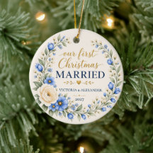 Primeiro Natal Casado Flor Silvestre Azul Lembranç