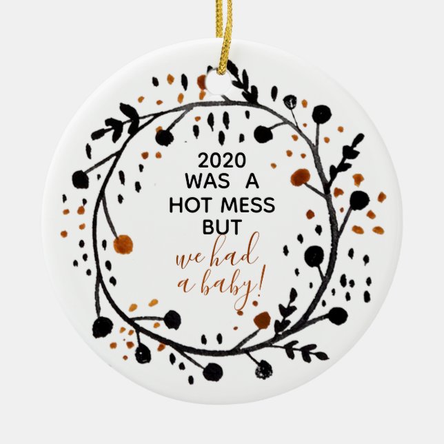 Ornamento De Cerâmica Primeiro Natal Casado Juntos Teve Um Bebê (Frente)