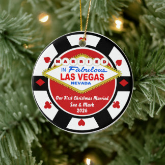 Ornamento De Cerâmica Primeiro Natal Casado Ornament Vegas 2026