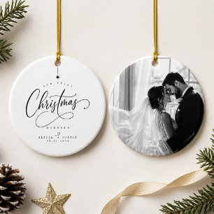 Ornamento De Cerâmica Primeiro Natal Casado Roteiro Recém-Casado Foto