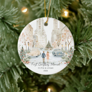Ornamento De Cerâmica Primeiro Natal Casados em NYC