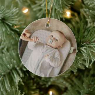 Ornamento De Cerâmica Primeiro Natal Com Estatísticas de Nascimento 1 Fo