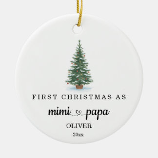 Ornamento De Cerâmica Primeiro Natal como Avó e Avô Nome do Neto