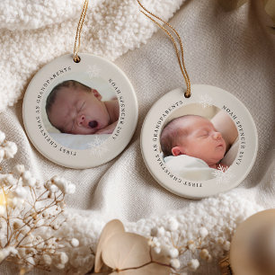 Ornamento De Cerâmica Primeiro Natal como Avós 2 Fotos