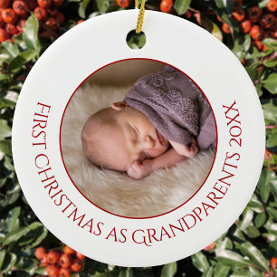 Ornamento De Cerâmica Primeiro Natal como Avós Foto do Bebê