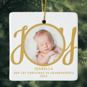 Ornamento De Cerâmica Primeiro Natal Como Avós Fotografia Keepsaoket