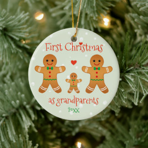 Ornamento De Cerâmica Primeiro Natal como avós - homens de