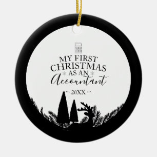 Ornamento De Cerâmica Primeiro Natal Como Contador Elegante