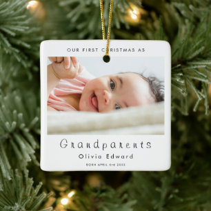 Ornamento De Cerâmica Primeiro Natal como Foto de Bebê Avós