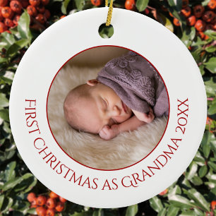 Ornamento De Cerâmica Primeiro Natal como Foto de Vovó Bebê