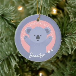 Ornamento De Cerâmica Primeiro Natal como Irmã Grande - Urso Koala Bonit