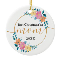 Primeiro Natal como mãe Floral e Dourada Wreath