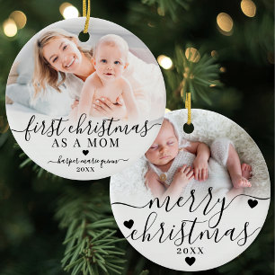 Ornamento De Cerâmica Primeiro Natal Como Mãe Foto do Bebê