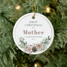 Ornamento De Cerâmica Primeiro Natal como Mãe Nome Ano
