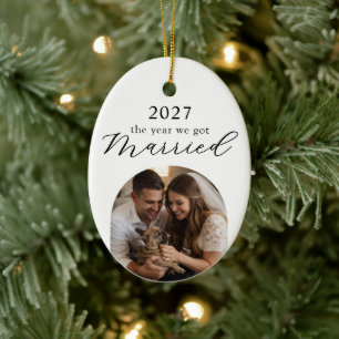 Ornamento De Cerâmica Primeiro Natal como Marido e Mulher Foto Milestone