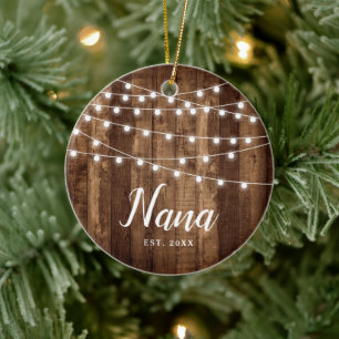 Ornamento De Cerâmica Primeiro Natal Como Nana Rustic Personalizada