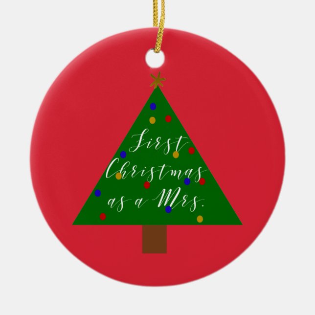 Ornamento De Cerâmica Primeiro Natal como Ornament Personalizado (Frente)