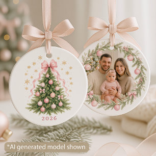Ornamento De Cerâmica Primeiro Natal como Pais Arco de Bebê Menina