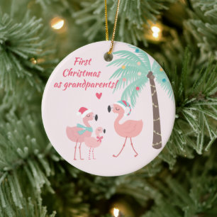 Ornamento De Cerâmica Primeiro Natal como Papais noeis Cuecas Avós Flam