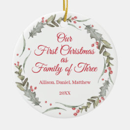 Ornamento De Cerâmica Primeiro Natal como personalização da família