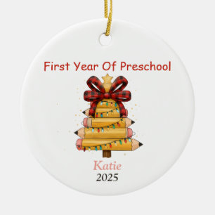 Ornamento De Cerâmica Primeiro Natal como Pré-Escola