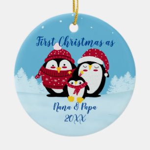 Ornamento De Cerâmica Primeiro Natal como presente de avós para um beb