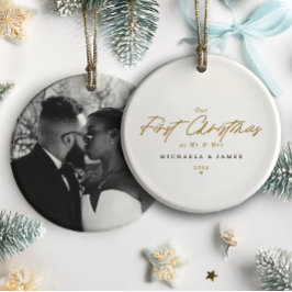 Ornamento De Cerâmica Primeiro Natal como Senhor e Senhora Foto de Recém