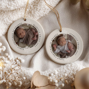 Ornamento De Cerâmica Primeiro Natal como Vovó 2 Foto Personalizada