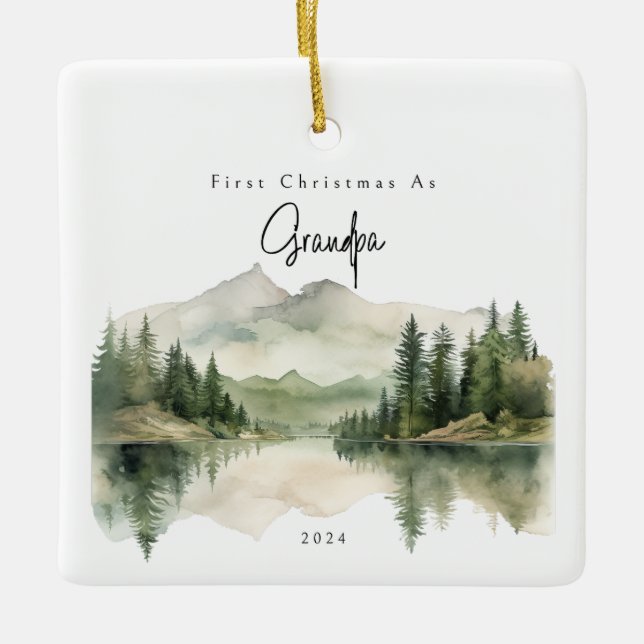 Ornamento De Cerâmica Primeiro Natal Como Vovô Feriado (Frente)