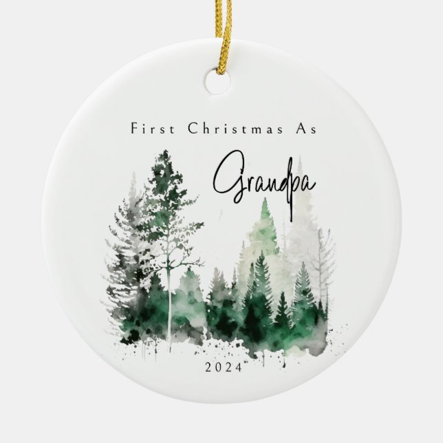 Ornamento De Cerâmica Primeiro Natal Como Vovô Feriado (Frente)