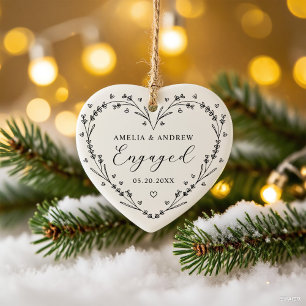 Ornamento De Cerâmica Primeiro Natal Coroa Floral Botânica Engajada