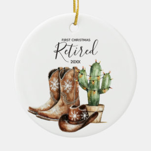 Ornamento De Cerâmica Primeiro Natal Cowboy Cactus Reformado
