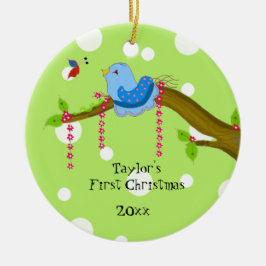 Ornamento De Cerâmica Primeiro Natal da Bebê Bolinha